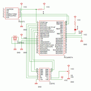 PIC16F877A-LCDの回路図